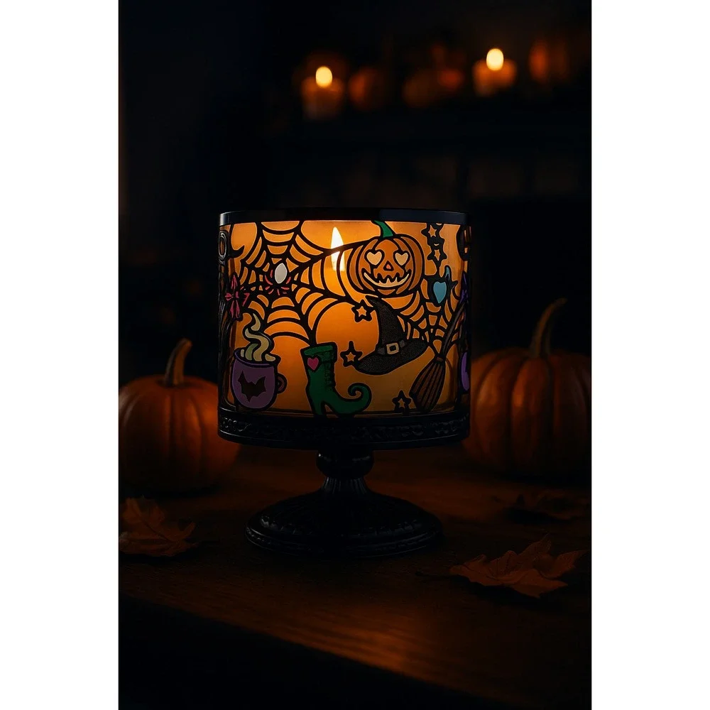 2025 Bath & Body Works Witch Halloween 3-Wick Candle Holder Pedestal Metal